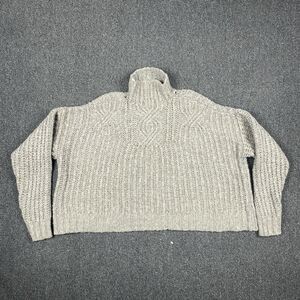 Aerie Sweater Women Cable Knit Wool Blend Mock Neck Fisherman Cropped Size Small